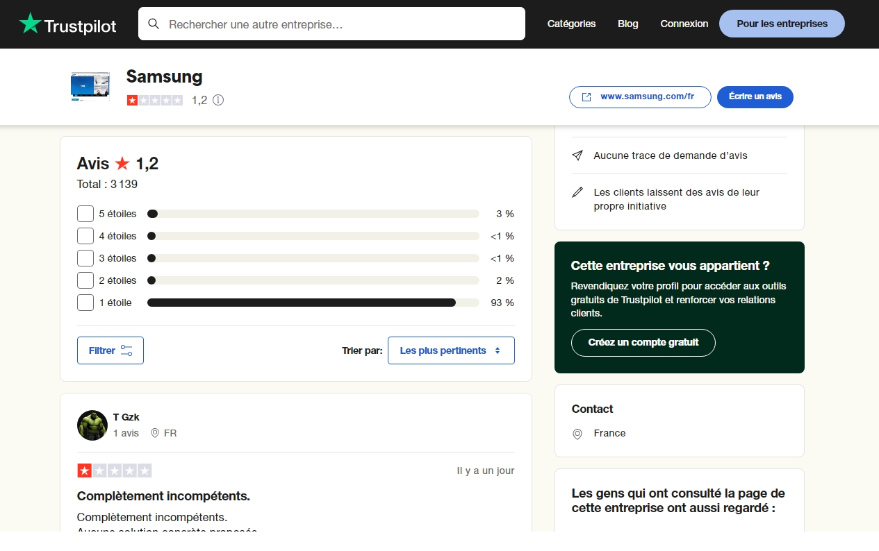 Réputation sur Trustpilot